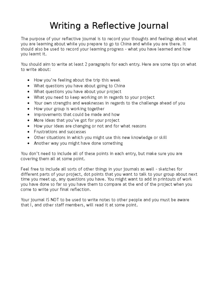 Writing A Reflective Journal PDF