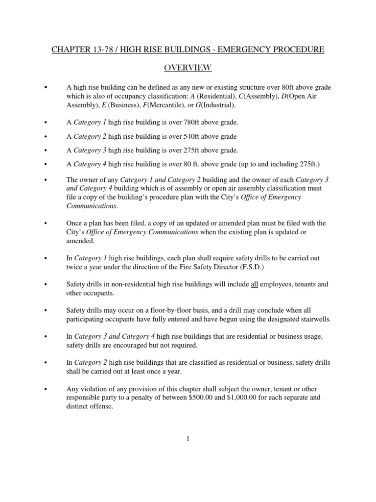 High Rise Building Emergency Procedures | PDF | Technology & Engineering
