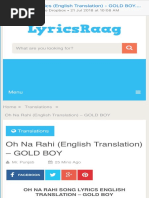 Oh Na Rahi Lyrics (English Translation) - GOLD BOY