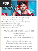 TRU TALK LYRICS - Jassi Gill & Karan Aujla - True Talk