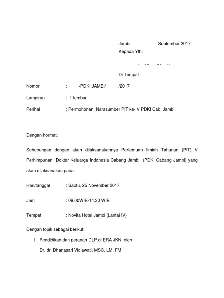 Surat Permohonan Narasumber