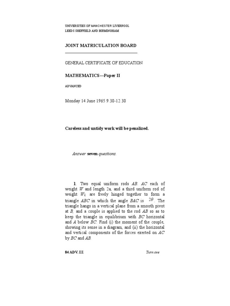 Joint Matriculation Board - : General Certificate Education | PDF ...