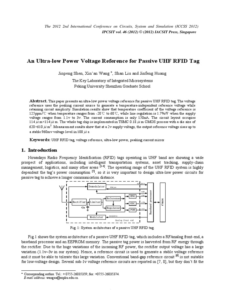 An Ultra-Low Power Voltage Reference For Passive UHF RFID Tag | PDF ...