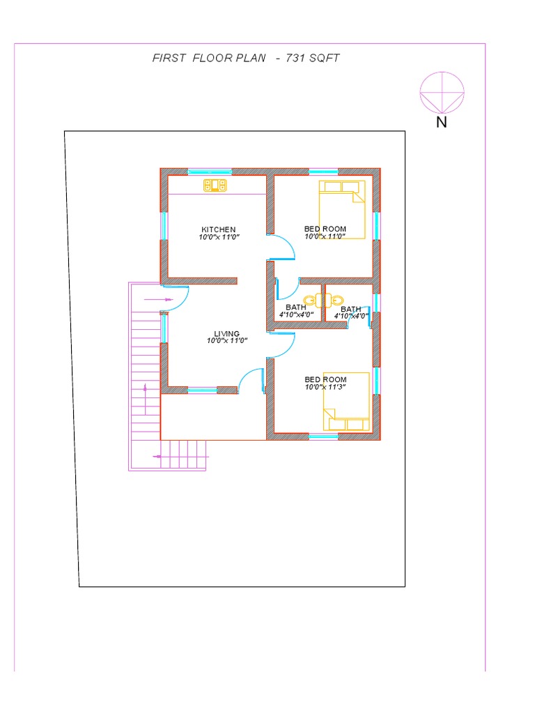 731 Sqft First Floor Plan Layout | PDF