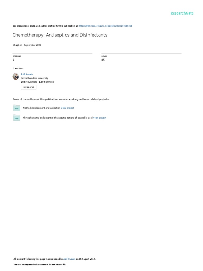 Chemotherapy Antiseptics and Disinfectants September 2008 PDF
