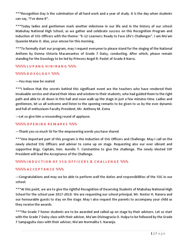 Recognition Day Script Bebe Pdf