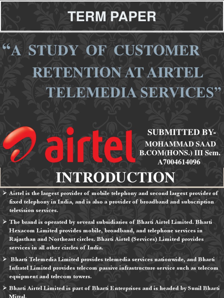 Customer Retention at AIRTEL PDF Information