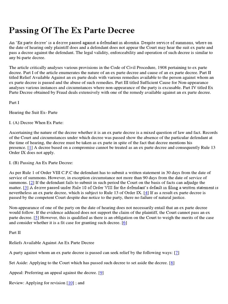 Understanding Ex Parte Decrees and Remedies | PDF | Ex Parte | Lawsuit