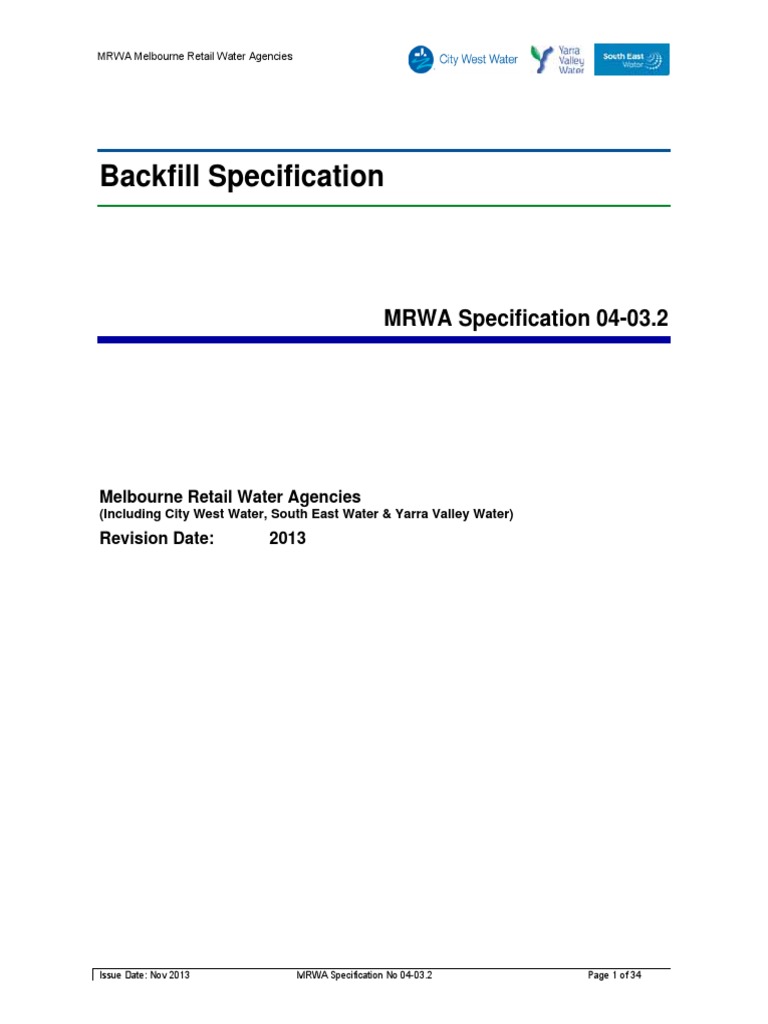MRWA Backfill and Compaction Specs | PDF | Road | Soil