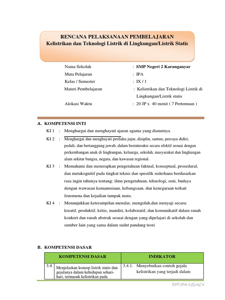 Rpp Bab 4 Listrik Statis