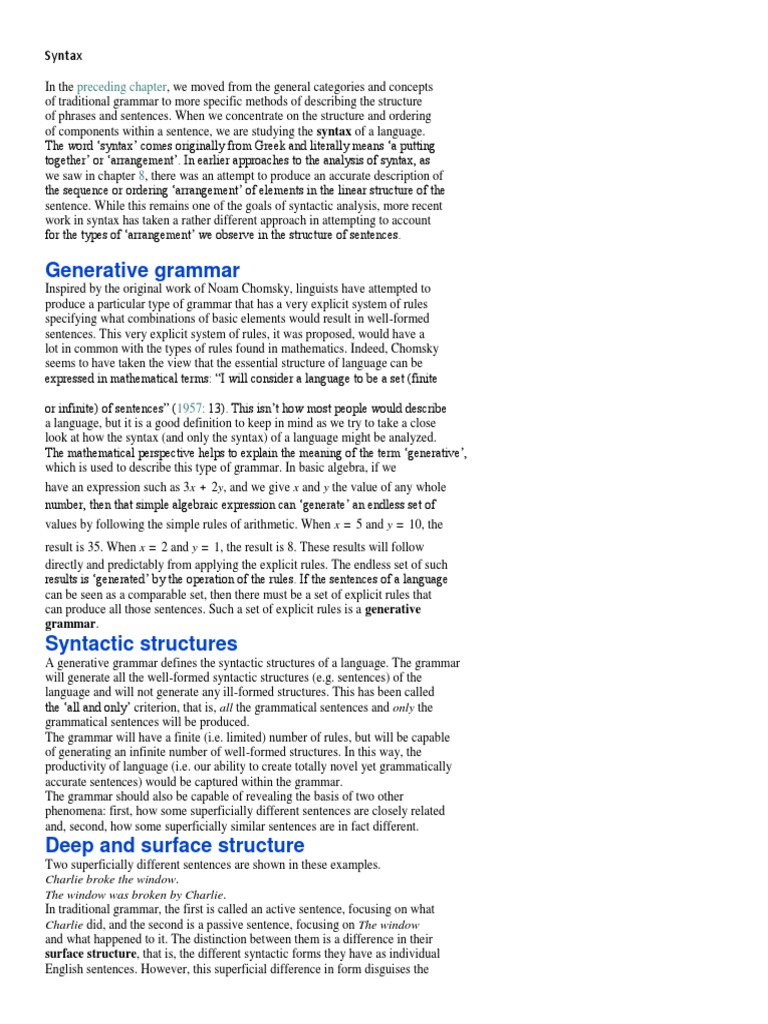 Yule Syntax | PDF | Phrase | Syntax