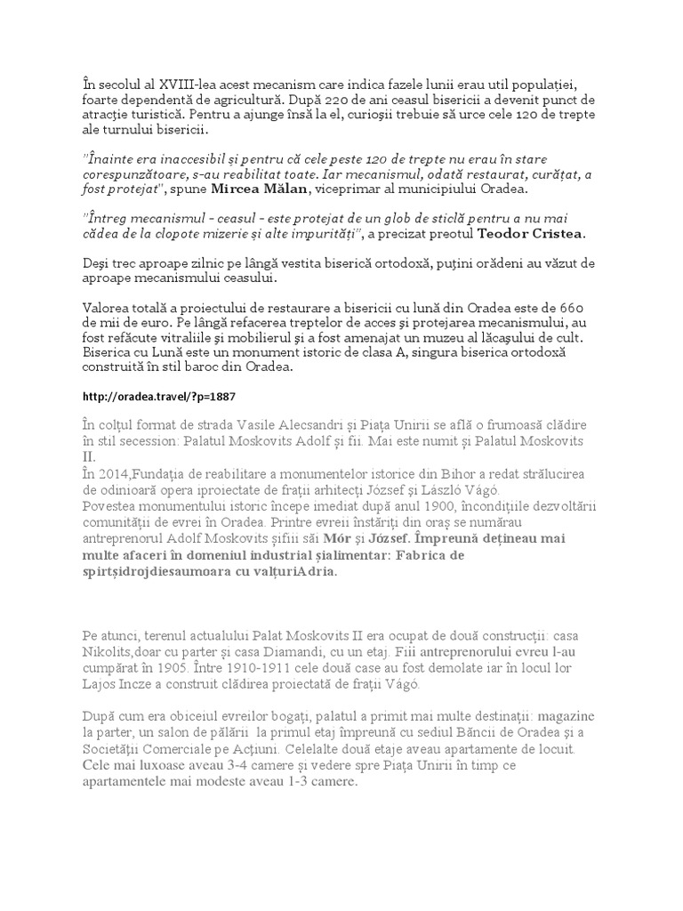 Palatul Moskovits Adolf Si Fii | PDF