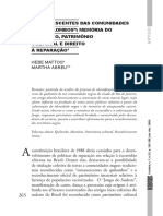 Remanescente Das Comunidades de Quilombo - Memória Do Cativeiro, Patrimônio Cultural e Direito A Reparação