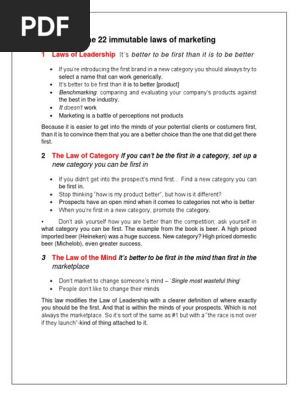 The 22 Immutable Laws Of Marketing Summary Brand Marketing