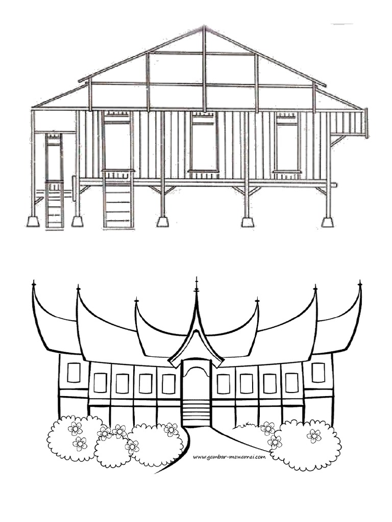Gambar Rumah Adat Hitam Putih Gambar Rumah Adat Hitam Putih