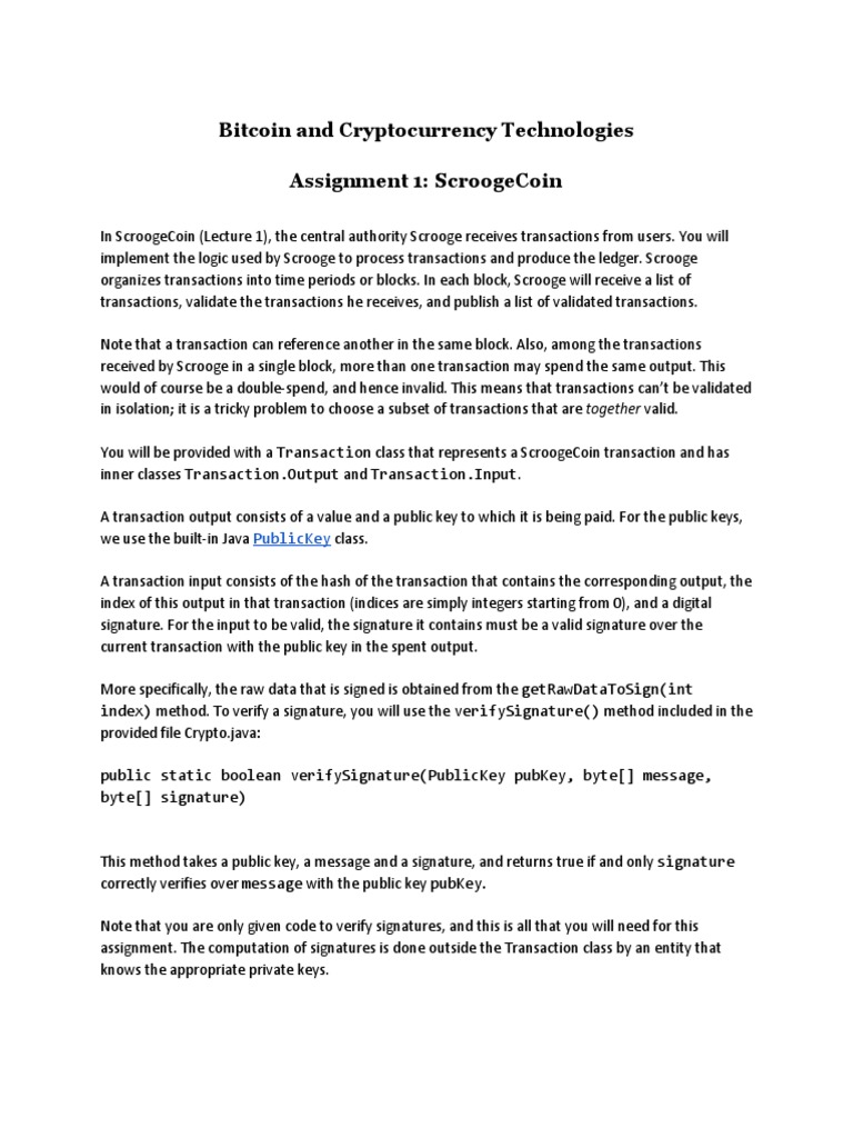 Assignment1 Pdf Cryptocurrency Class Computer Programming