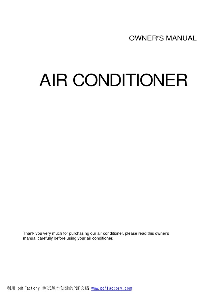 Air Conditioner Owner S Manual PDF Air Conditioning Hvac