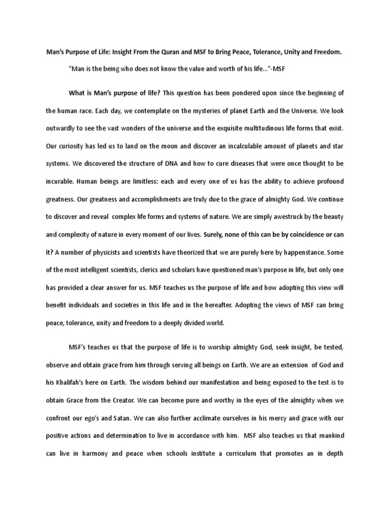 Purpose of Life Speech God In Islam Meaning Of Life