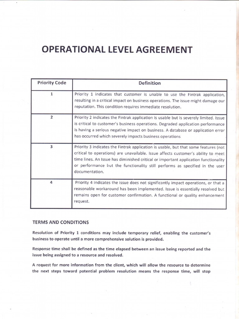 Operational Level Agreement | PDF for Operational Level Agreement Template Free
