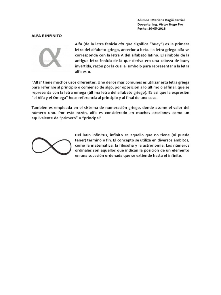 Alfa e Infinito | PDF | infinito | Alfabeto griego