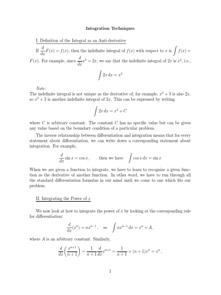 Chapter 4 Student Note - Integration Techniques PDF | PDF | Fraction ...