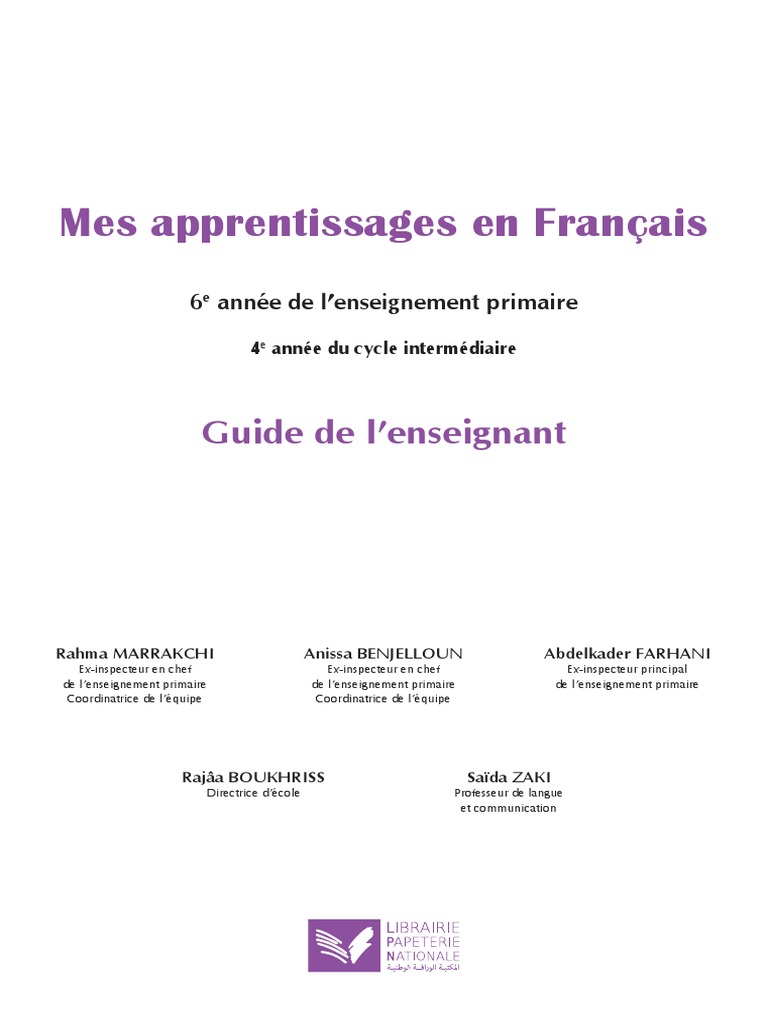 6 Mes Aprentissages Tttres Guide-Enseignant - Francais - c6, PDF, Pédagogie