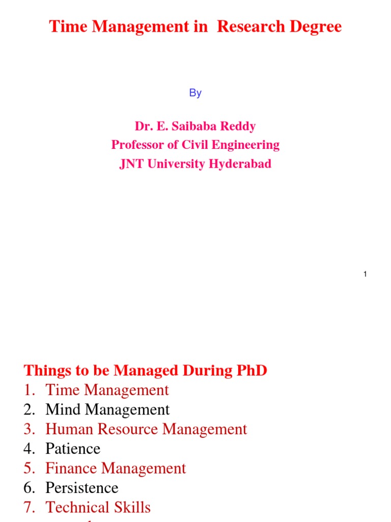Effective Time Management for PhD Success | PDF | Thesis | Literature ...