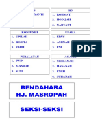 Bendahara Hj. Masropah Seksi-Seksi: Humas 1. Ule Rosmayanti 2. Yayan 3. Aesah K3 1. Rohmat 2. Hodijah 3. Naryati