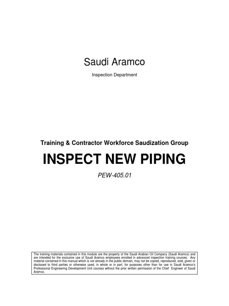 New Piping Inspection Training Guide | PDF | Pipe (Fluid Conveyance ...