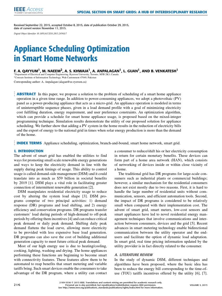 Appliance Scheduling Optimization in Smart Home Network | PDF ...