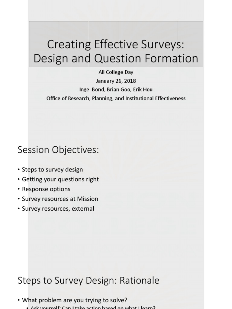 Creating Effective Surveys: Design and Question Formation | PDF ...