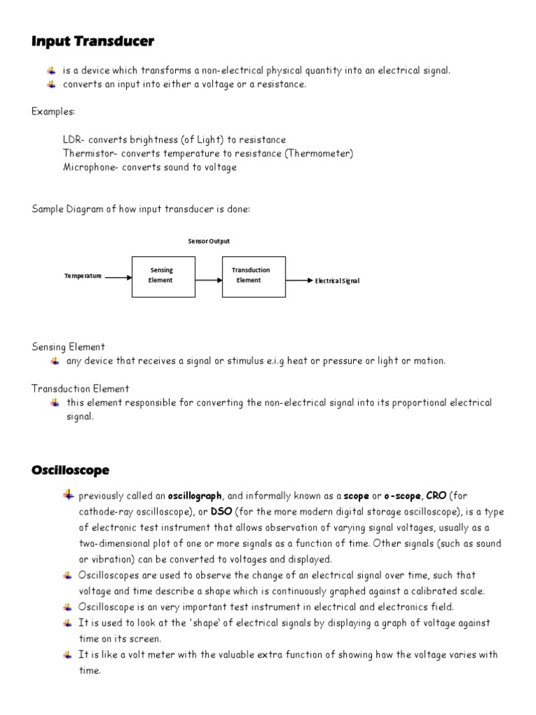 Input Transducers Converting NonElectrical Signals into Electrical