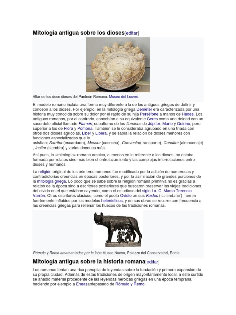 Mitología Romana: Dioses y Cultos | PDF | Mitología romana | Religión ...