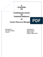 A Synopsis ON Contemporary Issues of "Industrial Relations" of Human Resource Management