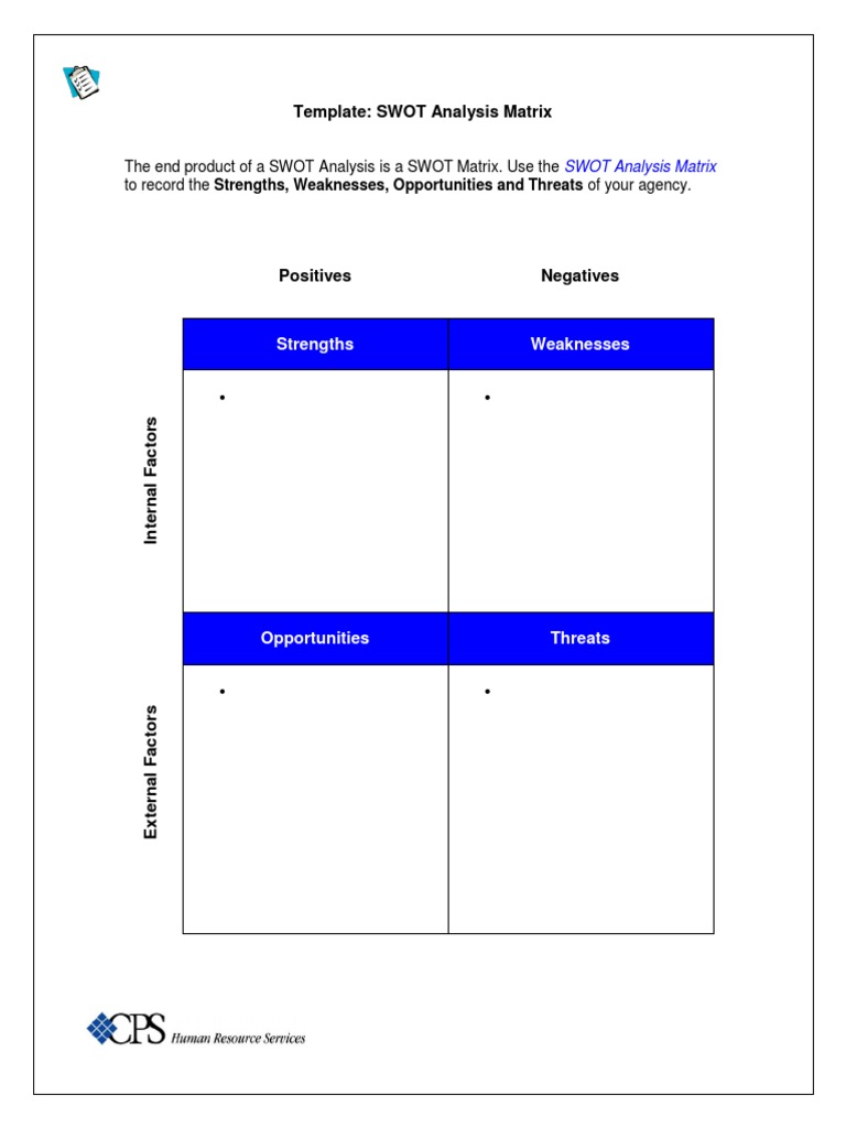 SWOT Matrix for Agency Strategy | PDF | Business | Finance & Money ...