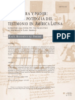 Literatura y Poder. Sobre La Potencia Del Testimonio en América Latina