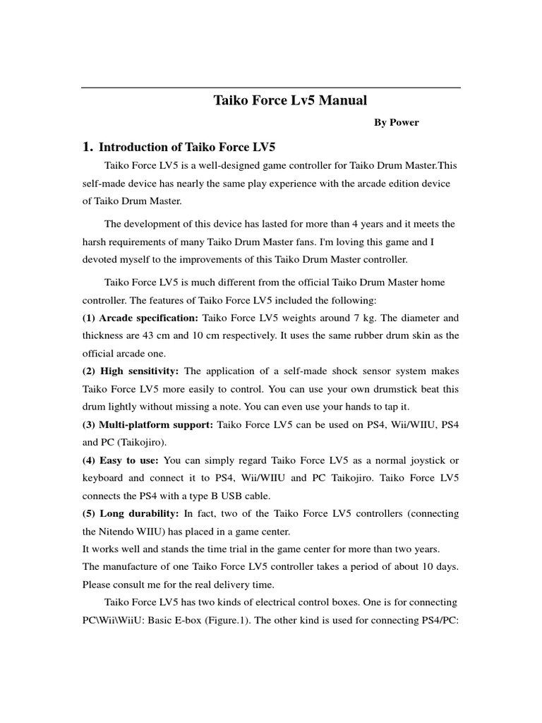 Taiko Force Manual PDF | PDF | Electrical Connector | Computer