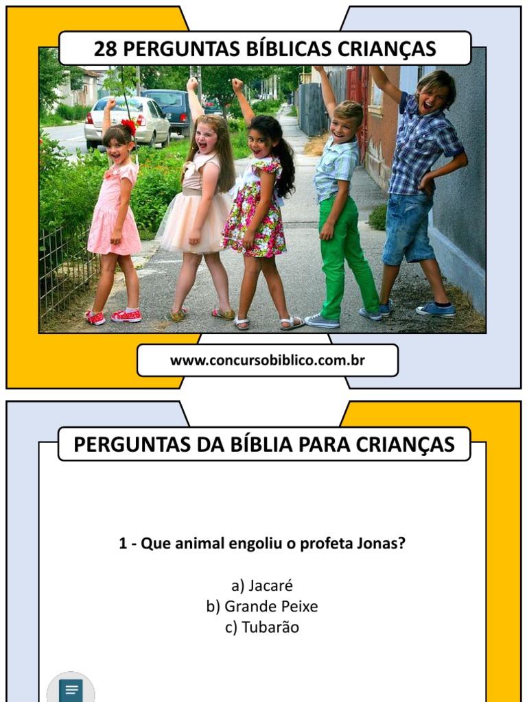 Perguntas Bíblicas (Infantil) : A) João B) Jonas C) Isaías, PDF, Jesus