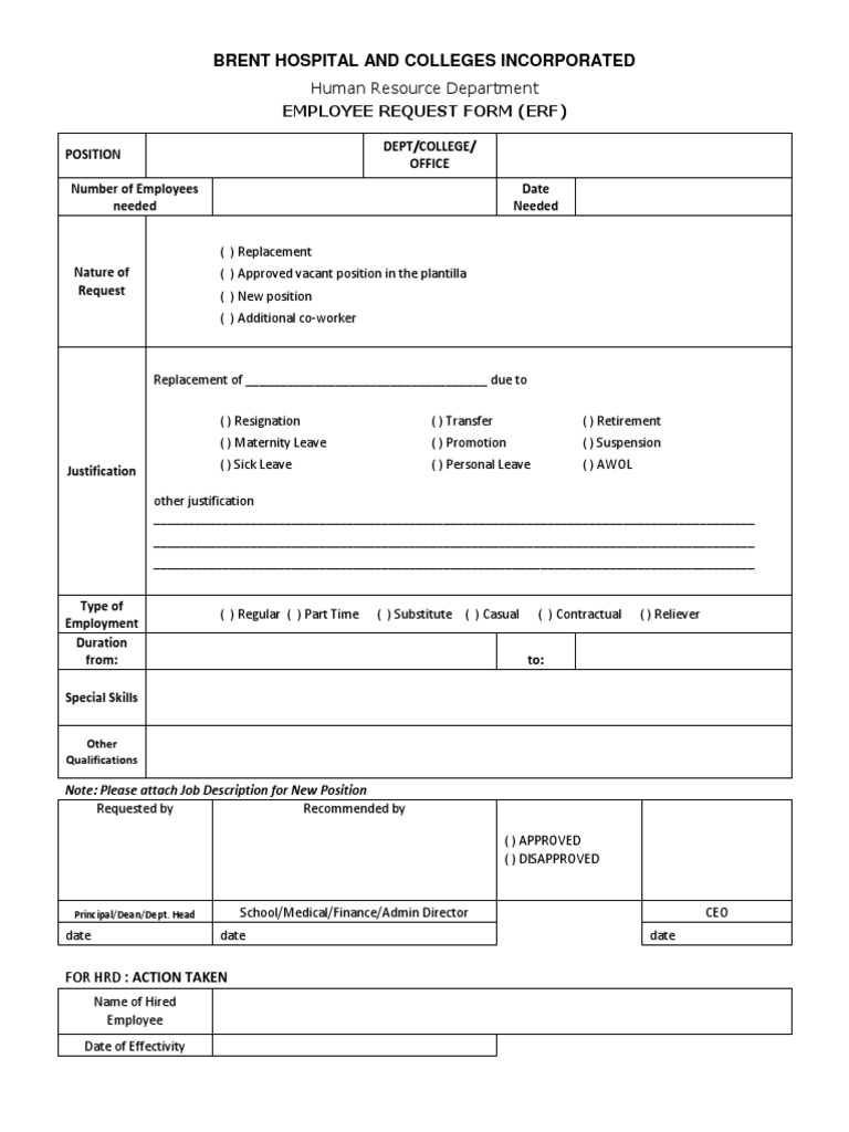Brent Hospital and Colleges Incorporated: Human Resource Department | PDF