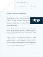 Carta Firmada de Andrés Manuel López Obrador a Donald Trump 