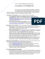 CNC Facts (Summary of CNC Machining Notes) : EML2322L - Design & Manufacturing Laboratory