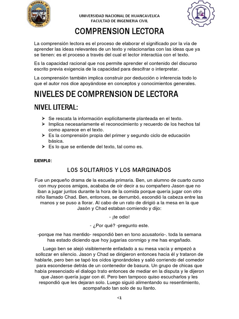 Niveles de Comprension | PDF | Comprensión lectora | Comprensión