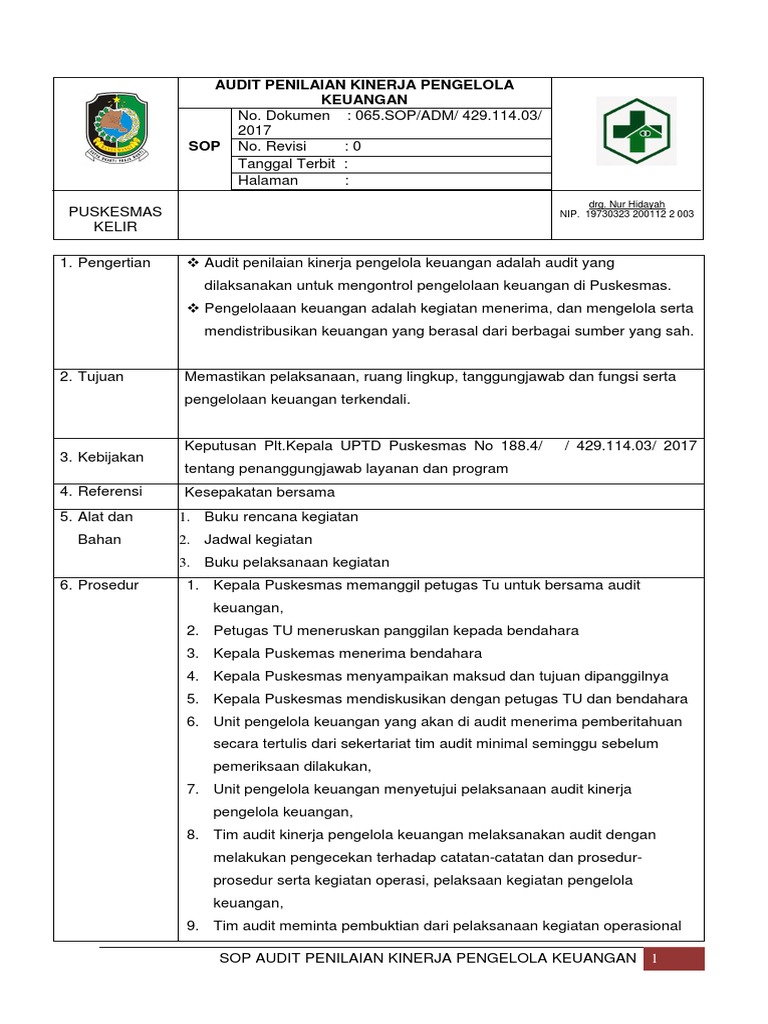 2.3.15 EP 5. SOP Audit Penilaian Kinerja Pengelola