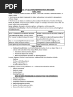 Science-4 Quarterly Examination Reviewer:: Step by Step Procedure in Conducting The Experiment