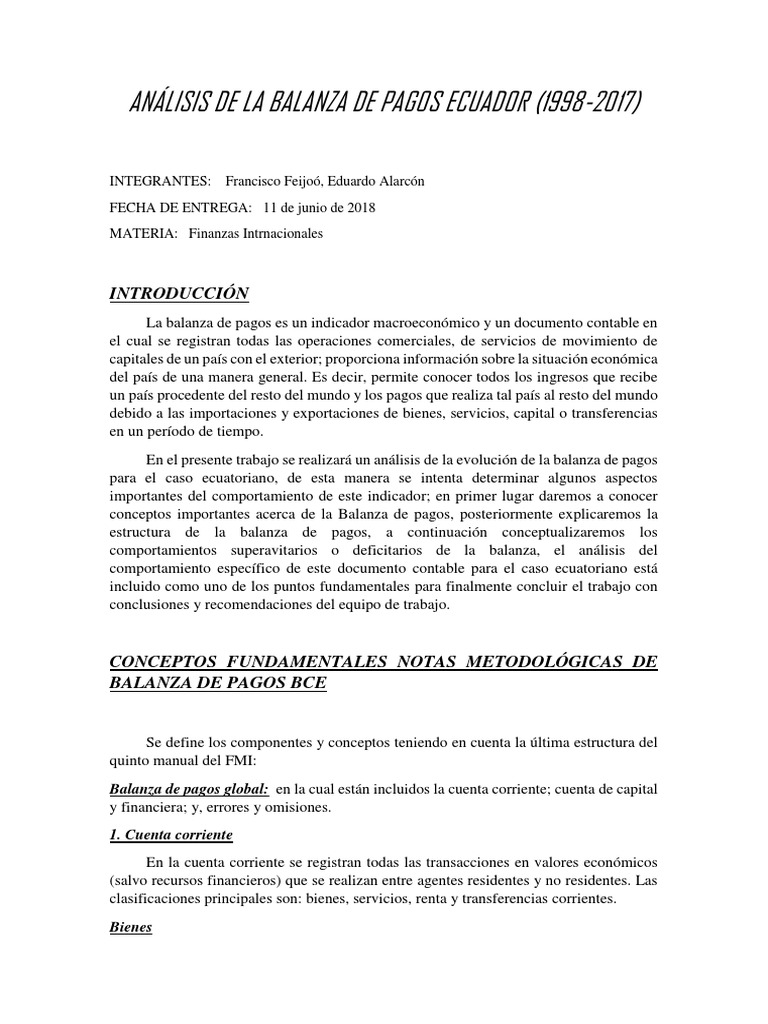 Análisis de la Balanza de Pagos Ecuador | PDF | Balance de pagos ...