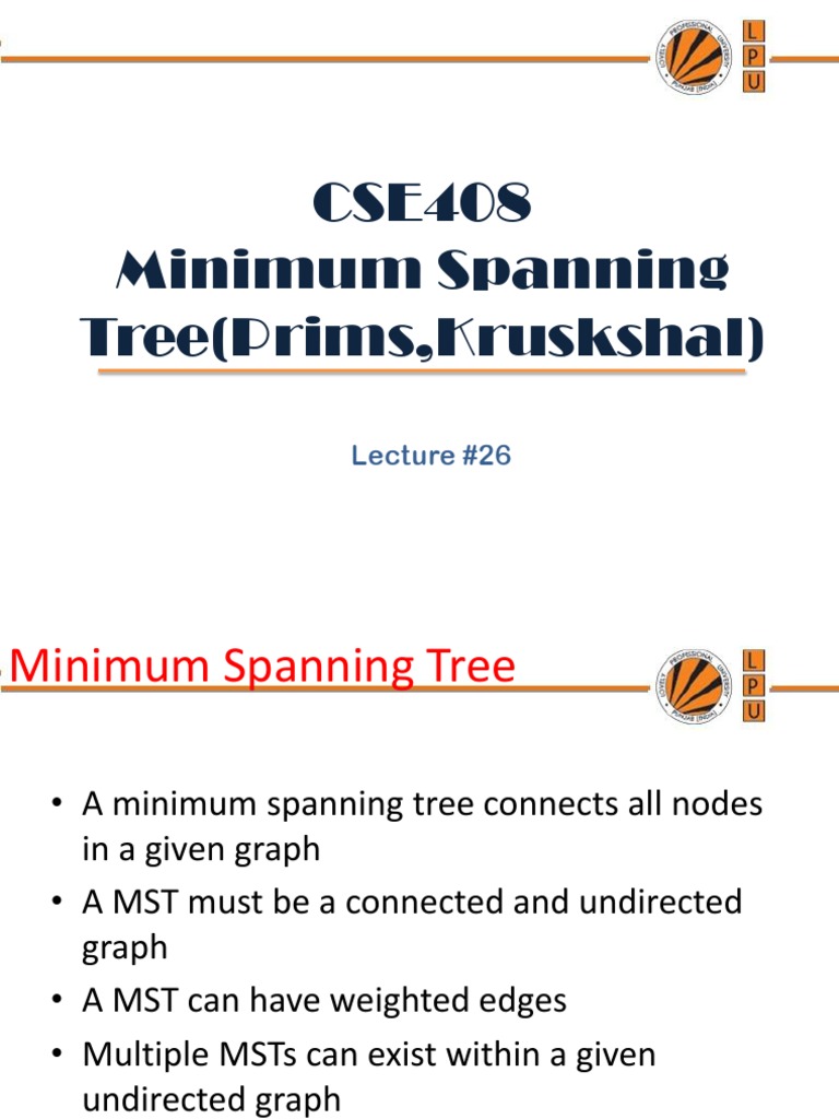 Lecture 26 (Minimum Spanning Tree) | PDF | Discrete Mathematics ...