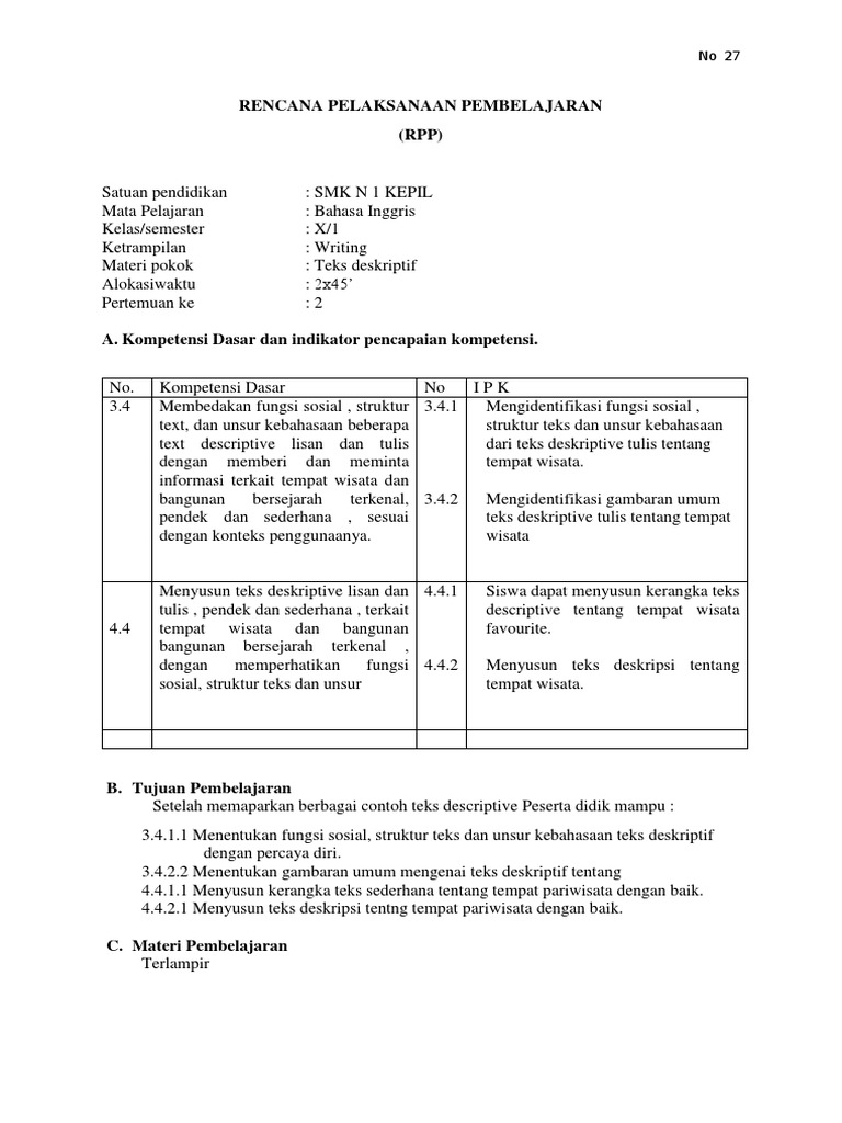 Contoh Teks Descriptive Bahasa Inggris Tentang Tempat