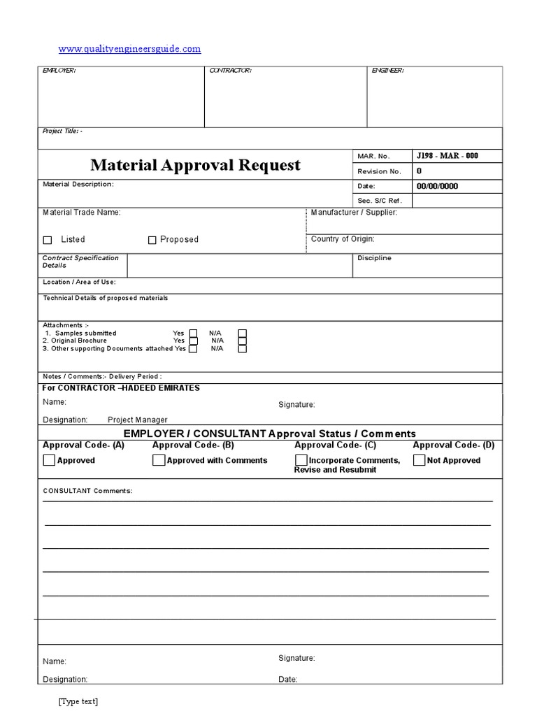 Material Approval Request Template | PDF | Business