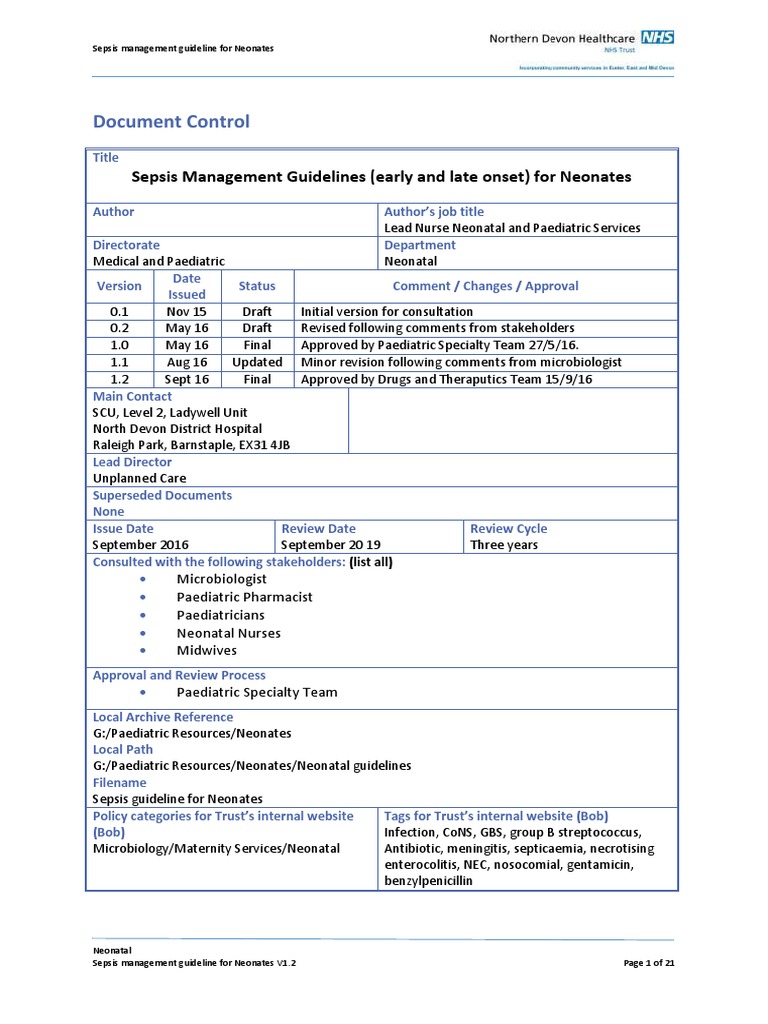 Neonatal-Sepsis-Guidelines-V1.2-Sept-16.pdf | Candidiasis | Sepsis