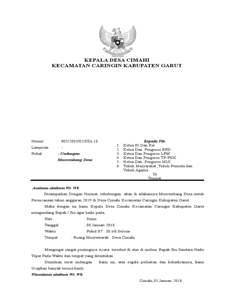 460 Contoh Undangan Bpd Gratis Terbaru